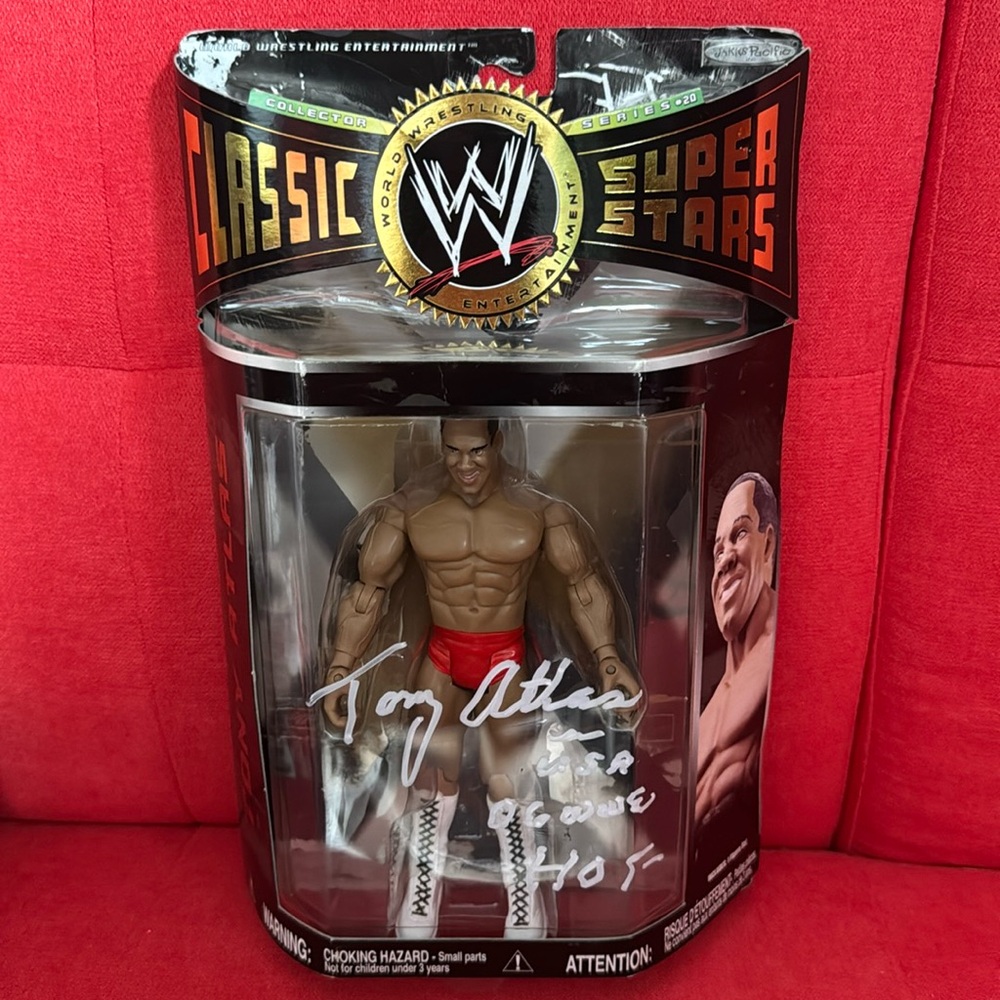 WWE Classic Super Stars Tony Atlas signed wrestling Figure. Hall of Fame